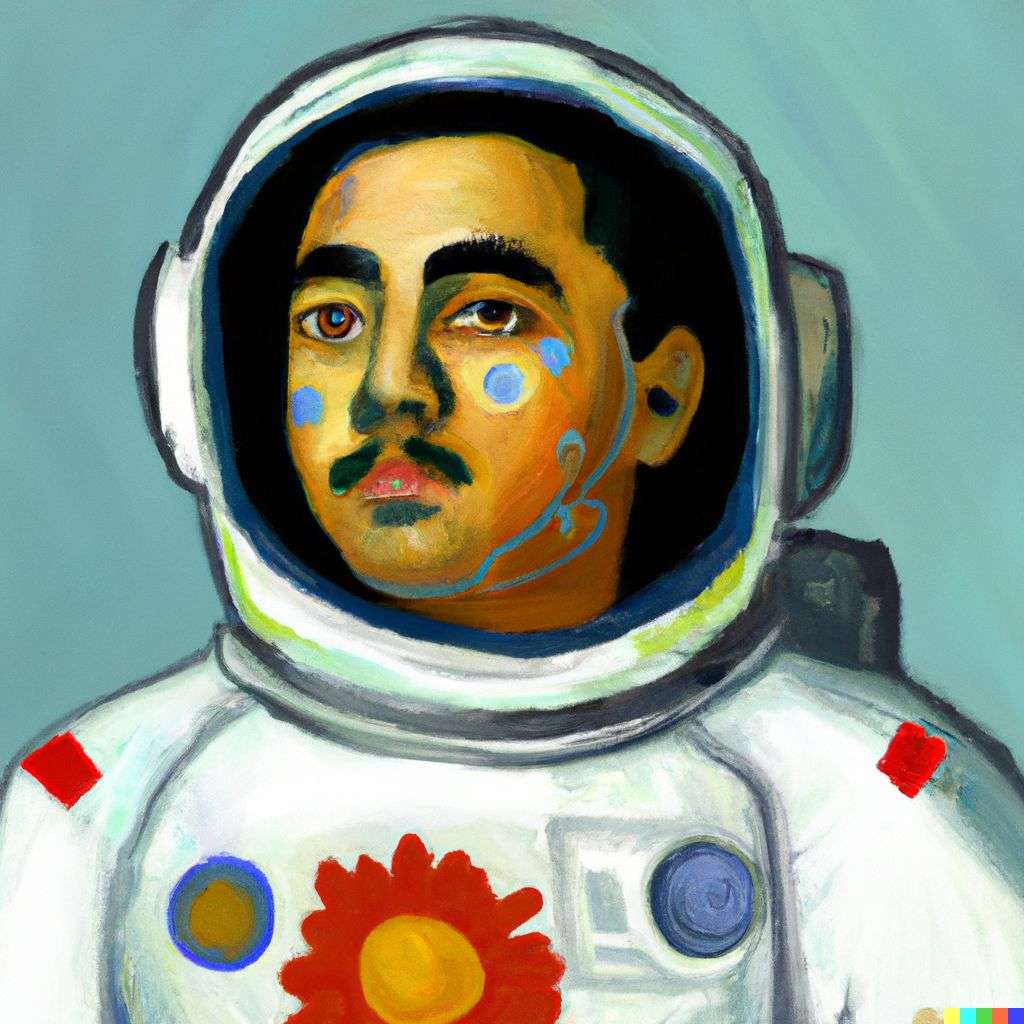 an astronaut, painting by Frida Kahlo
